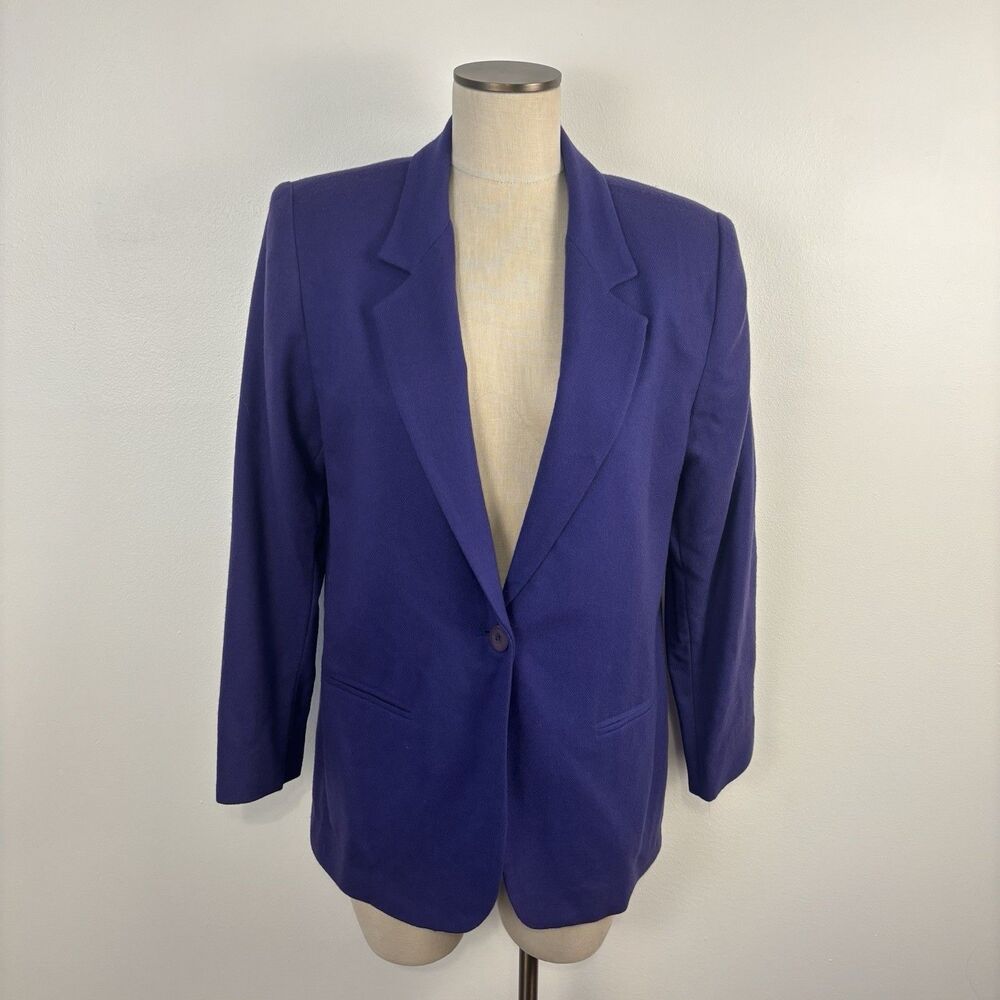 VTG NWT Sag Harbor Women's 12 Purple Grape 100% Pure New Wool Blazer